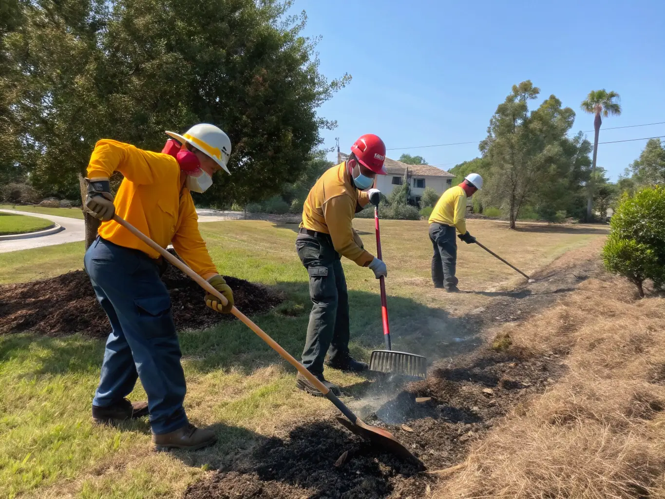 A photograph of SCCH members participating in a controlled burn to improve wildlife habitat, showcasing active involvement in habitat management.